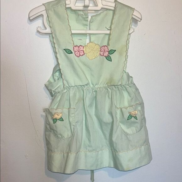 Sears vintage Mint Green Floral Embroidered dress - Picture 1 of 4